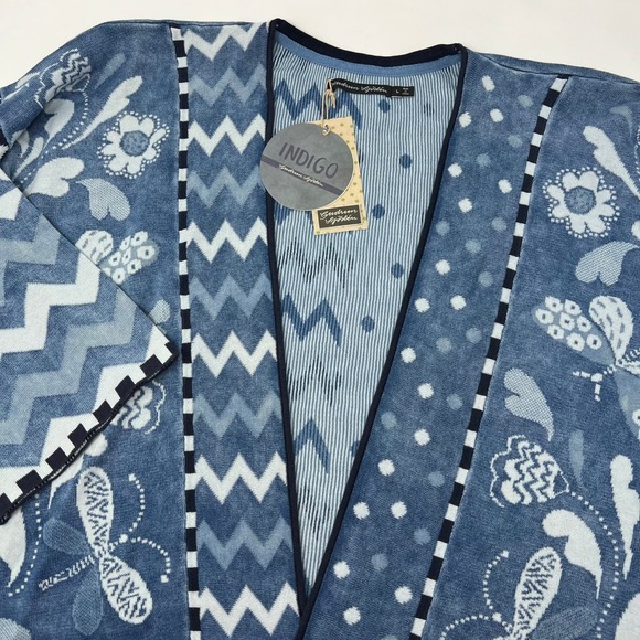Gudrun Sjoden Sweaters - Gudrun Sjoden Indigo Dragonfly Organic Cotton Cardigan Blue Patterned Large NWT